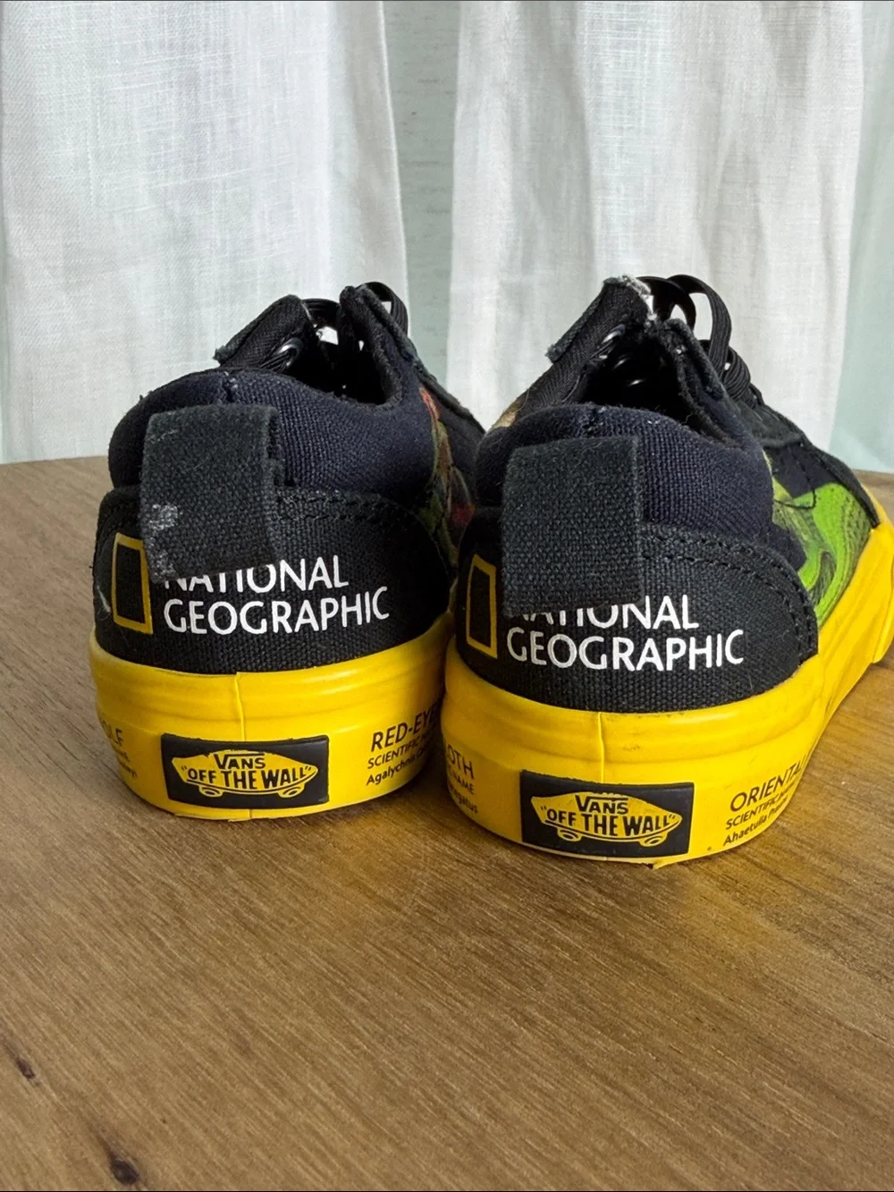 Vans National Geographic Kids Black and Yellow Wildlife Canvas Sneakers